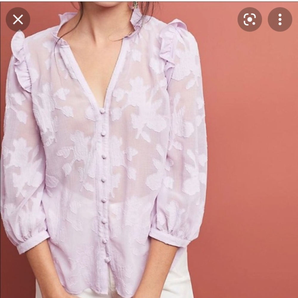 Anthropologie Maeve• Mallory Lavender Lace Blouse